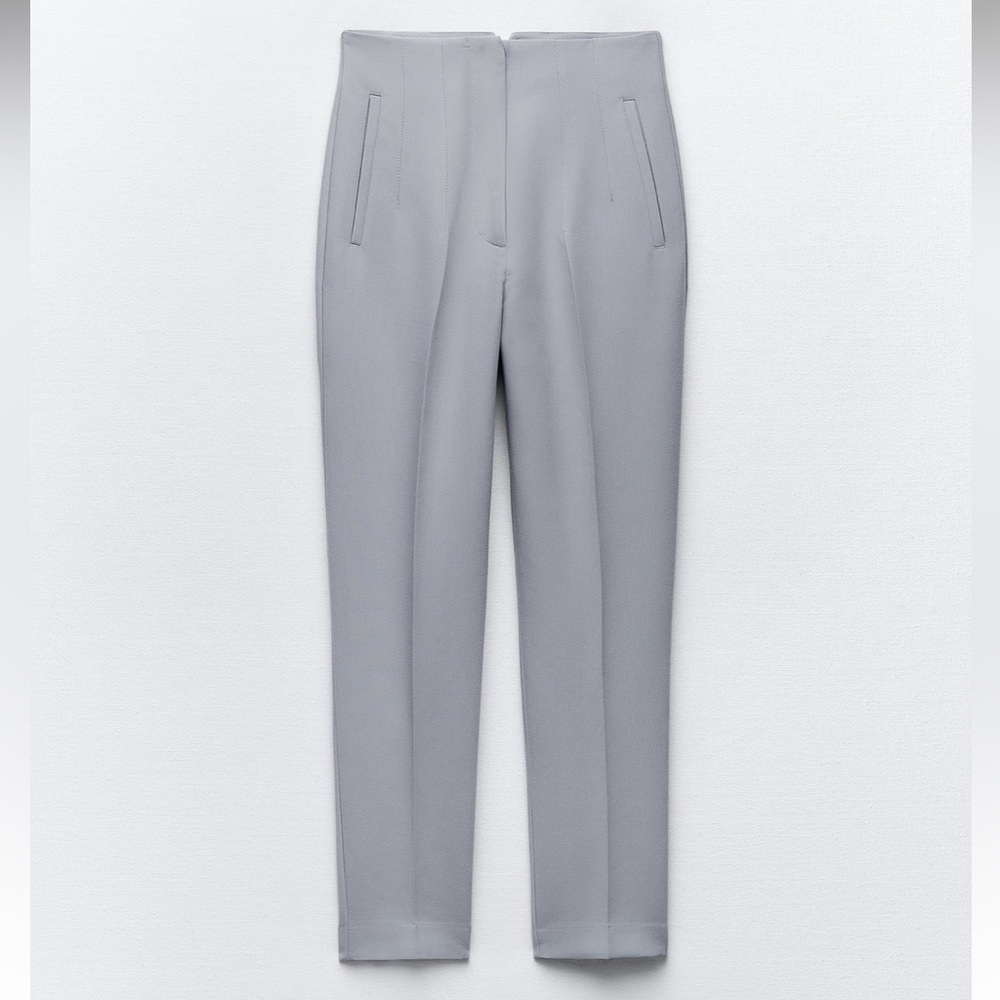 Zara High Waisted Pants - steel/sky blue